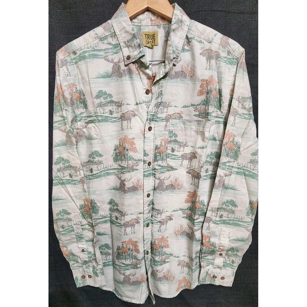 Mens True Craft Lg Button Up Long Sleeve Moose Hunting Outdoor Fishing Hiking‎
